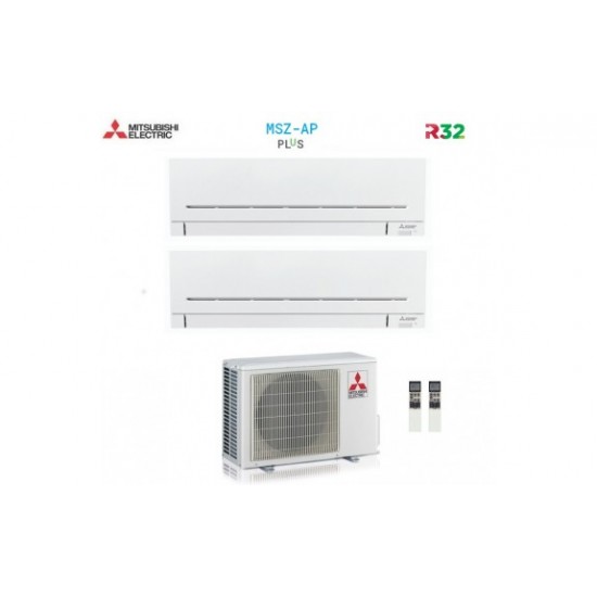 Climatizzatore condizionatore mitsubishi electric dual split inverter serie ap-vgk 7+9 con mxz-2f42vf2 r-32 wi-fi integrato 7000+9000