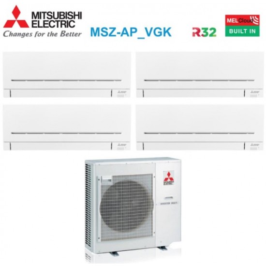 Climatizzatore condizionatore mitsubishi electric quadri split inverter serie ap-vgk 7+7+7+7 con mxz-4f72vf r-32 wi-fi integrato 7000+7000+7000+7000